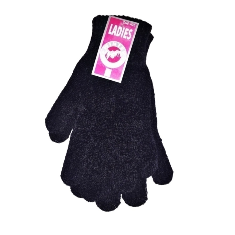 NWT Black Ladies Winter Gloves Size -One Size